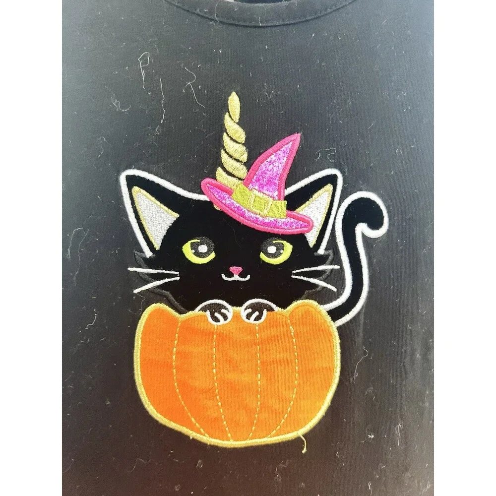 Girls‎ Counting Daisies Halloween Party Tutu Dress Black Cat Pumpkin Size 6